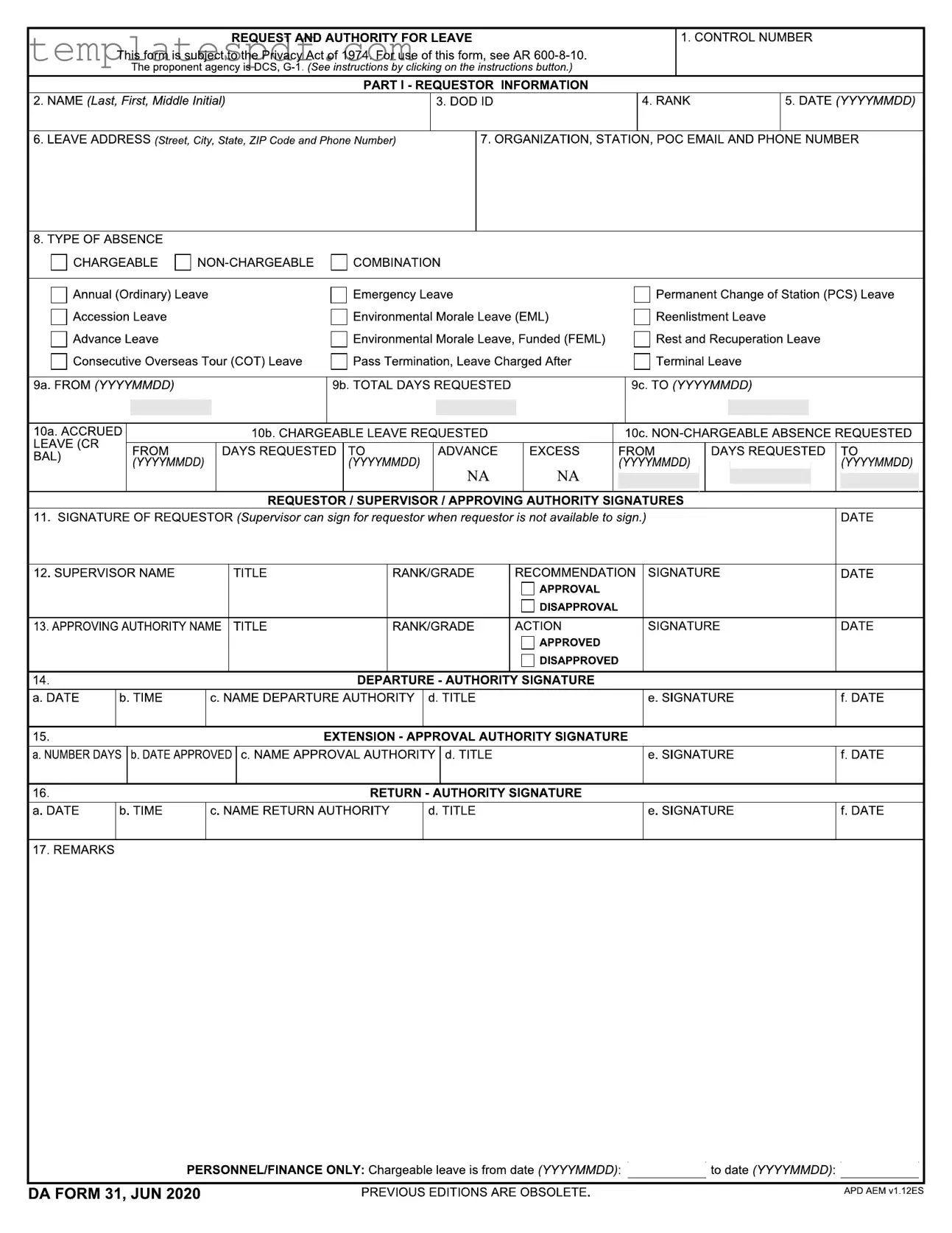 Fill Out a Valid Da 31 Form