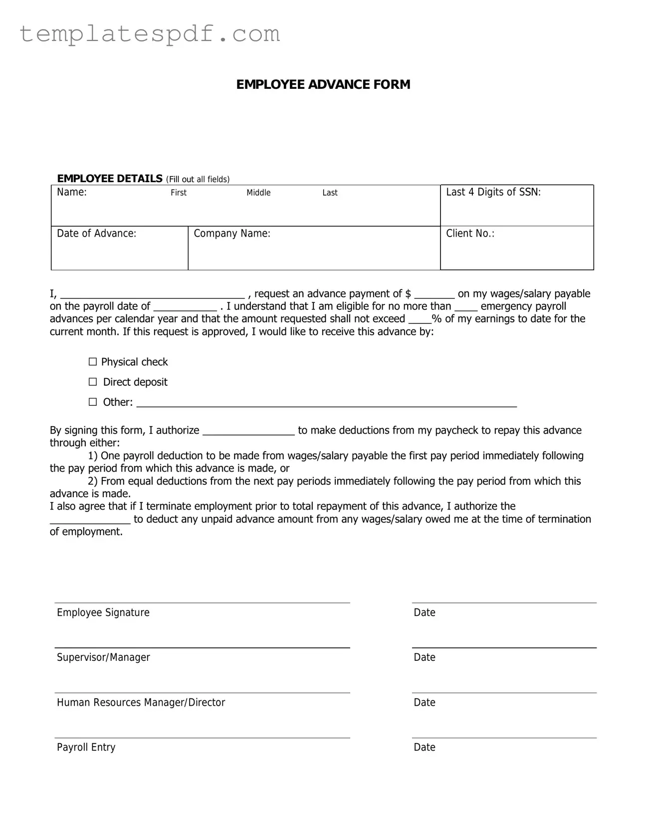 Fill Out a Valid Employee Advance Form