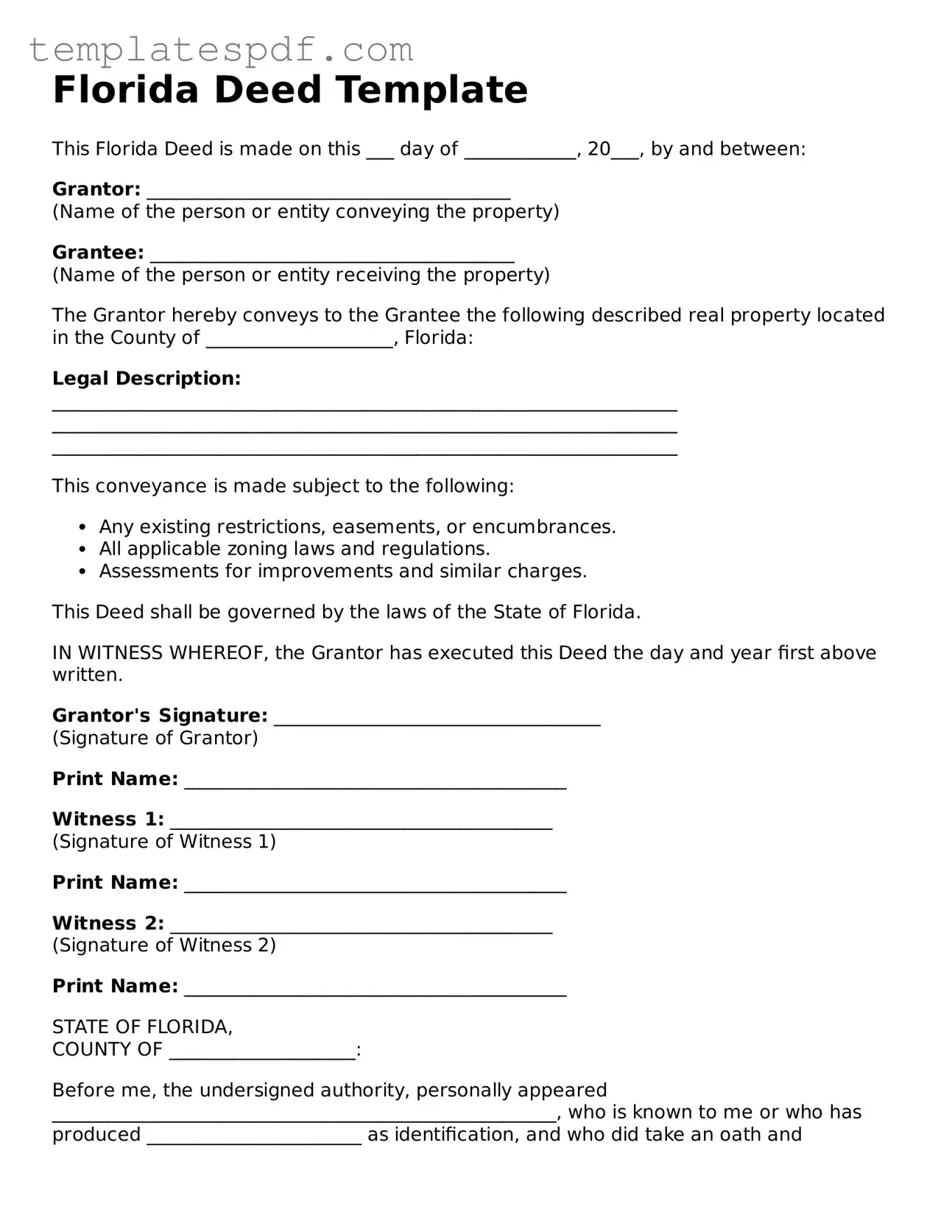 Official  Deed Form for Florida