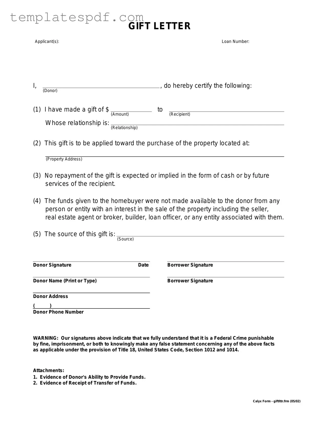 Fill Out a Valid Gift Letter Form