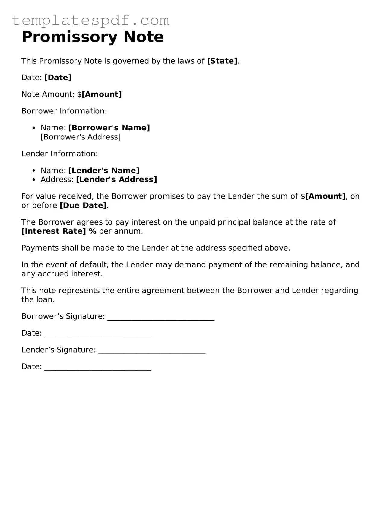 Printable Promissory Note Form