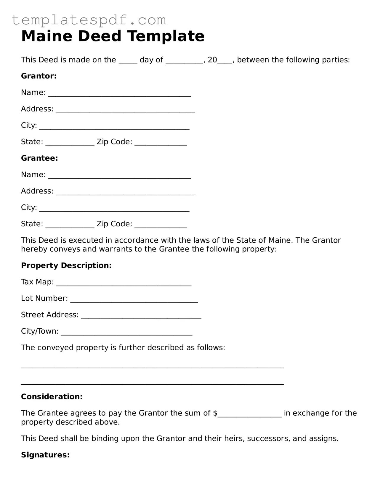 Official  Deed Form for Maine