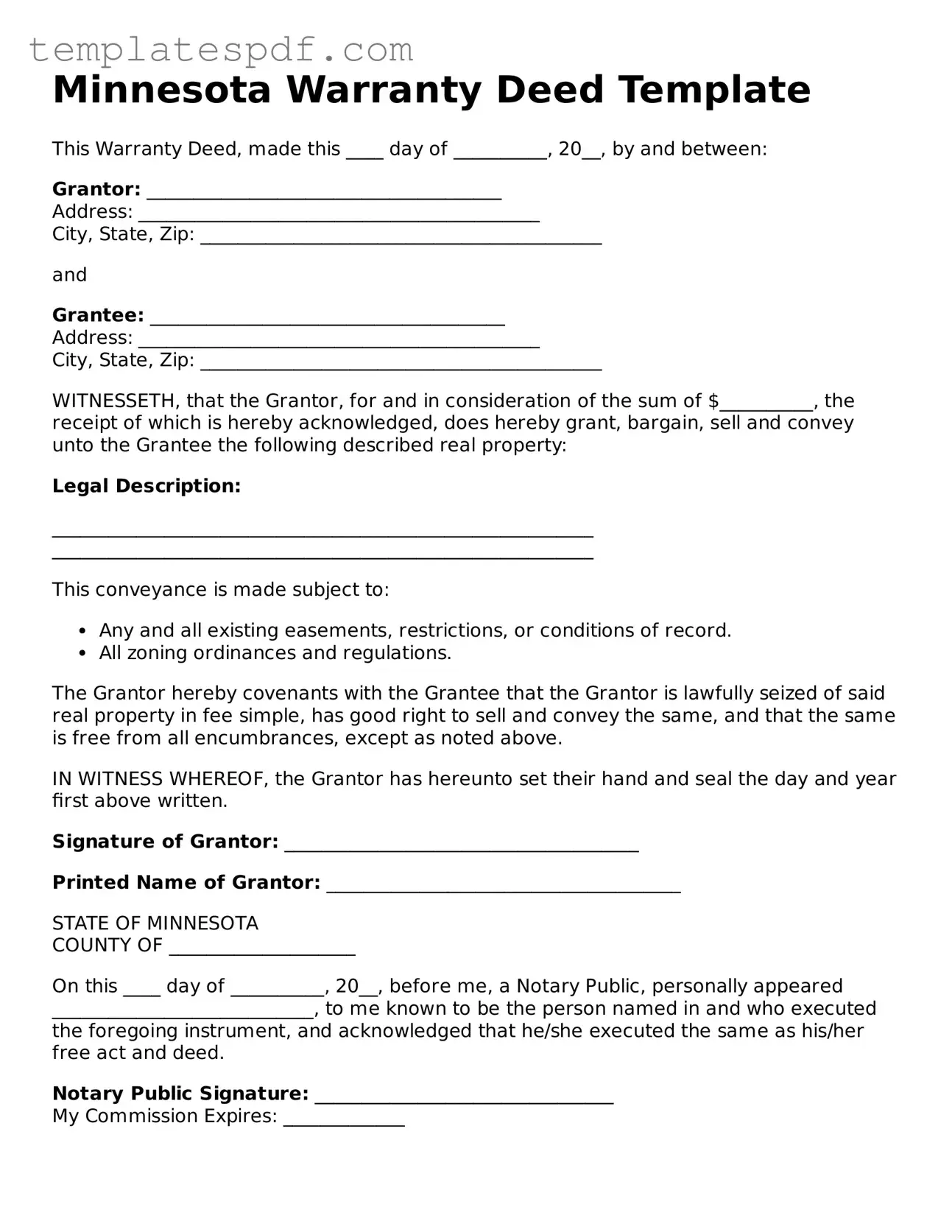 Official  Deed Form for Minnesota