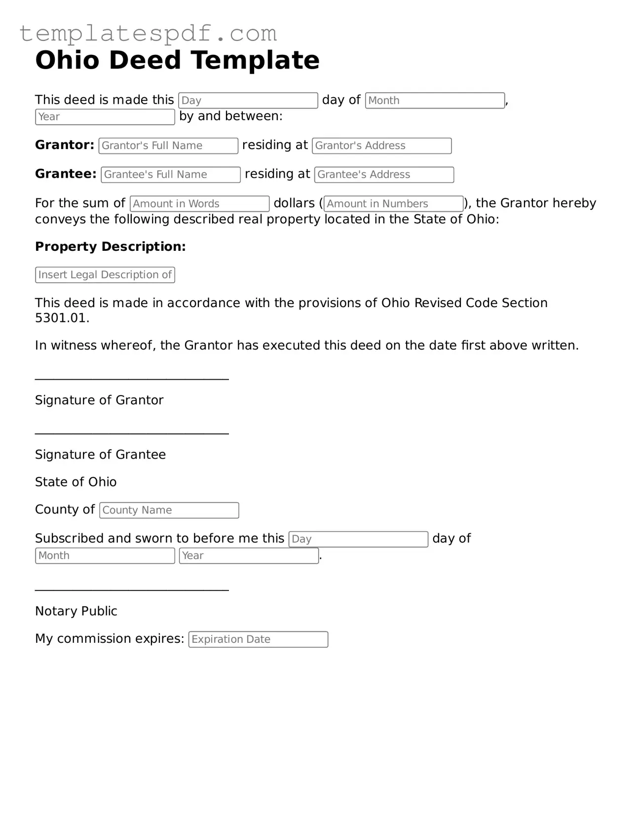 Official  Deed Form for Ohio