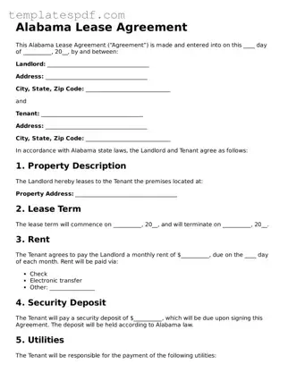Official  Lease Agreement Form for Alabama