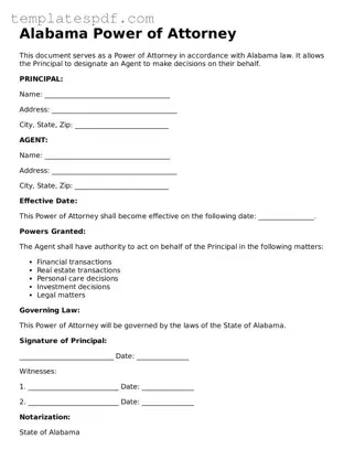 Official  Power of Attorney Form for Alabama