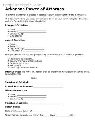Official  Power of Attorney Form for Arkansas