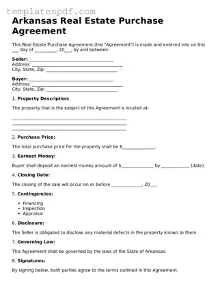 Official  Real Estate Purchase Agreement Form for Arkansas