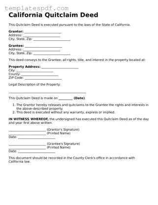 Official  Quitclaim Deed Form for California