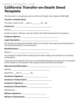 Official  Transfer-on-Death Deed Form for California