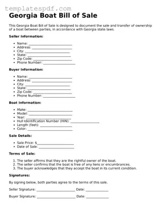 Official  Boat Bill of Sale Form for Georgia