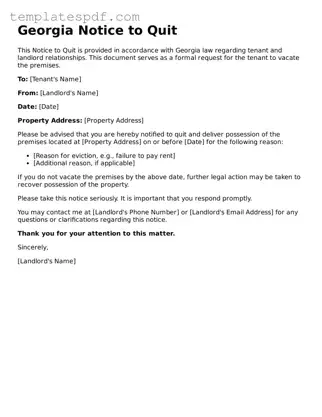 Official  Notice to Quit Form for Georgia