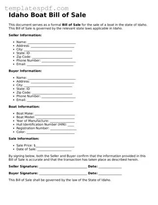 Official  Boat Bill of Sale Form for Idaho