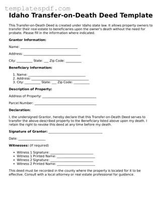 Official  Transfer-on-Death Deed Form for Idaho