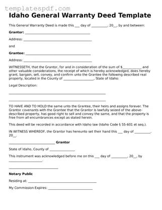 Official  Deed Form for Idaho