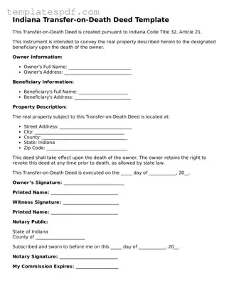 Official  Transfer-on-Death Deed Form for Indiana
