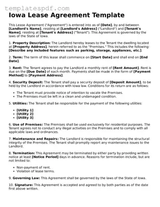 Official  Lease Agreement Form for Iowa