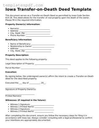 Official  Transfer-on-Death Deed Form for Iowa