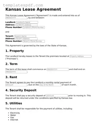 Official  Lease Agreement Form for Kansas