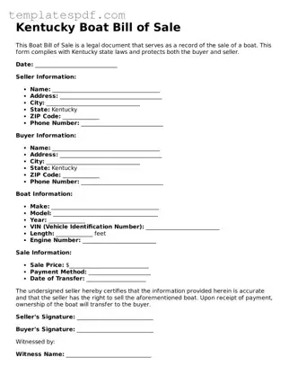 Official  Boat Bill of Sale Form for Kentucky