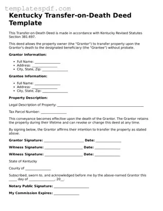 Official  Transfer-on-Death Deed Form for Kentucky