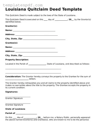 Official  Quitclaim Deed Form for Louisiana