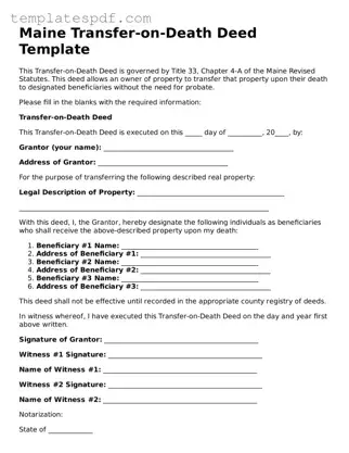 Official  Transfer-on-Death Deed Form for Maine