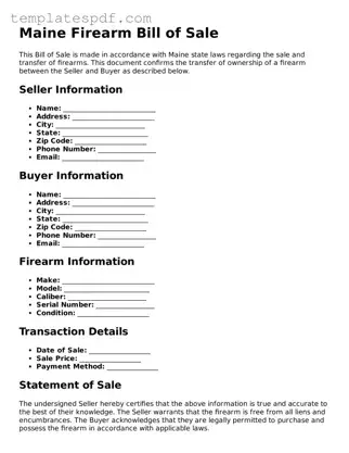 Official  Firearm Bill of Sale Form for Maine