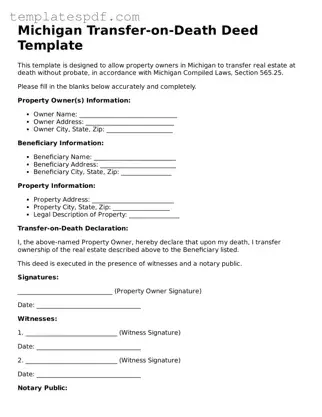 Official  Transfer-on-Death Deed Form for Michigan