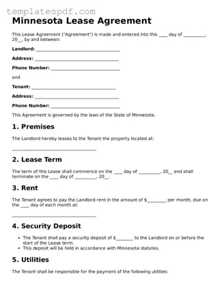 Official  Lease Agreement Form for Minnesota