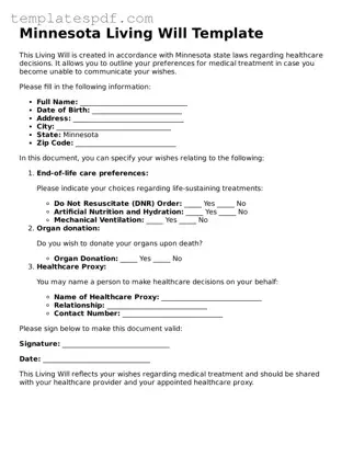 Official  Living Will Form for Minnesota
