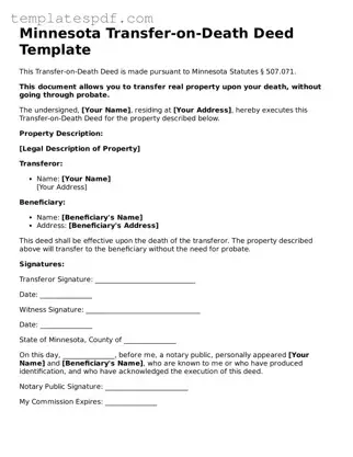 Official  Transfer-on-Death Deed Form for Minnesota