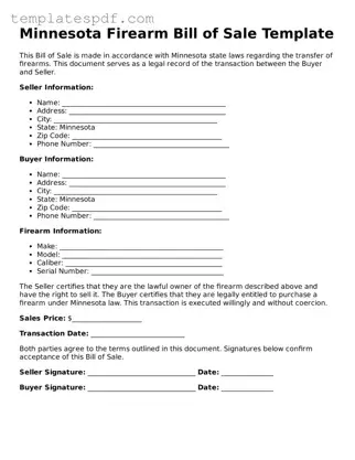 Official  Firearm Bill of Sale Form for Minnesota