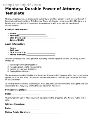 Official  Durable Power of Attorney Form for Montana