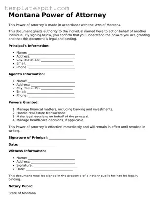 Official  Power of Attorney Form for Montana