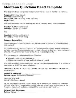 Official  Quitclaim Deed Form for Montana