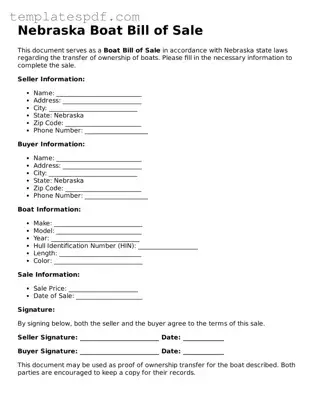 Official  Boat Bill of Sale Form for Nebraska