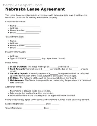 Official  Lease Agreement Form for Nebraska