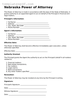 Official  Power of Attorney Form for Nebraska