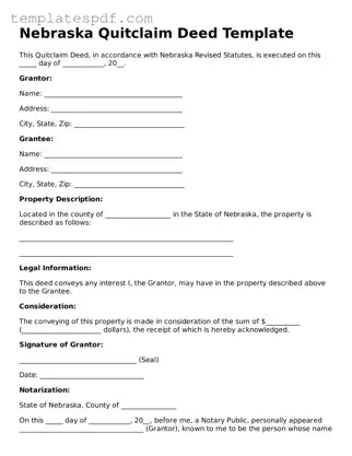 Official  Quitclaim Deed Form for Nebraska