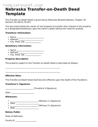 Official  Transfer-on-Death Deed Form for Nebraska