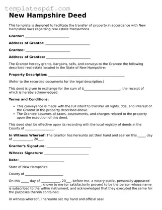 Official  Deed Form for New Hampshire
