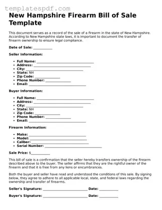 Official  Firearm Bill of Sale Form for New Hampshire