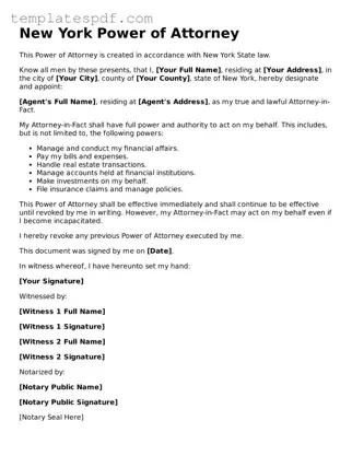Official  Power of Attorney Form for New York