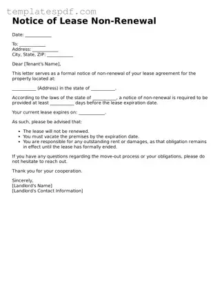 Printable Notice of Lease Non-Renewal Form
