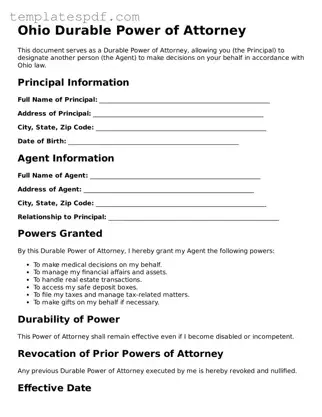 Official  Durable Power of Attorney Form for Ohio