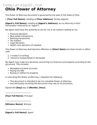 Official  Power of Attorney Form for Ohio