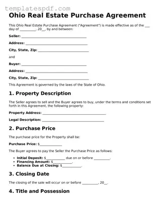 Official  Real Estate Purchase Agreement Form for Ohio