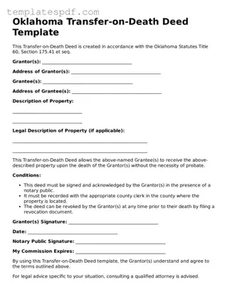 Official  Transfer-on-Death Deed Form for Oklahoma