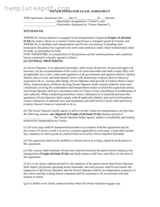 Fill Out a Valid Owner Operator Lease Agreement Form